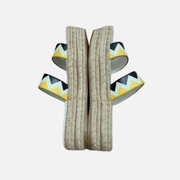 PRADA Zigzag Saffiano Leather Sandals Womens Platform Espadrille Slide Size 39 - Picture 11 of 16